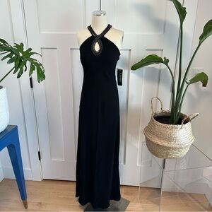 Elegant Ralph Lauren Black Halter Milan Maxi Dress